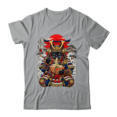Black Cat Samurai Eats Ramen Funny Japanese Feline Warrior Shirt & Hoodie | teecentury