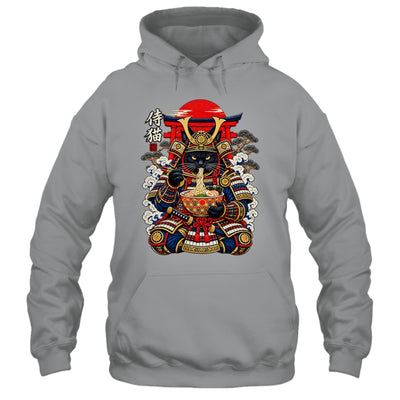Black Cat Samurai Eats Ramen Funny Japanese Feline Warrior Shirt & Hoodie | teecentury
