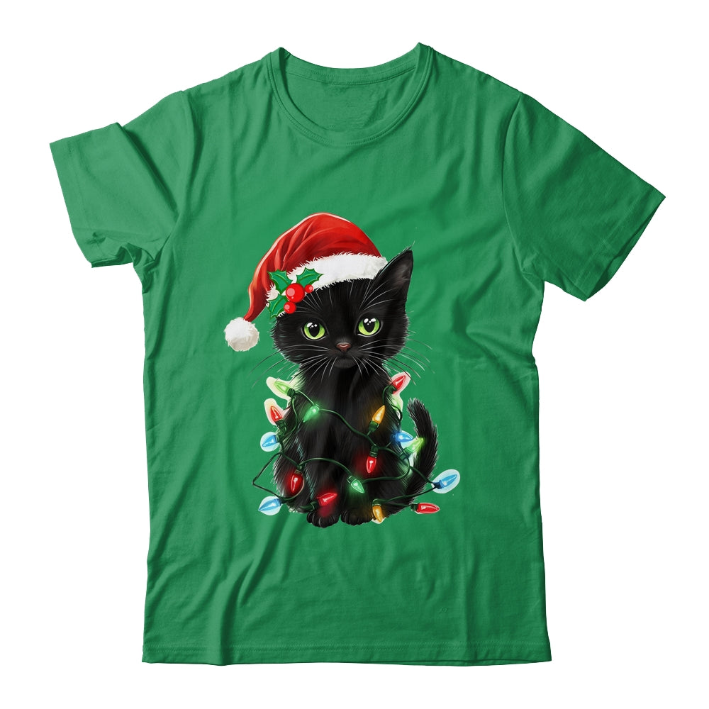 Black Cat Santa Christmas Family Matching Cat Lover Xmas Shirt & Sweatshirt | teecentury
