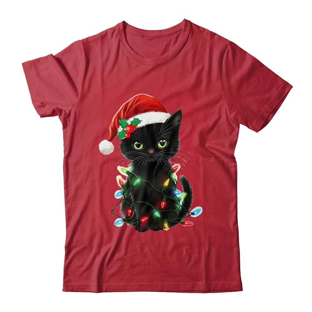 Black Cat Santa Christmas Family Matching Cat Lover Xmas Shirt & Sweatshirt | teecentury