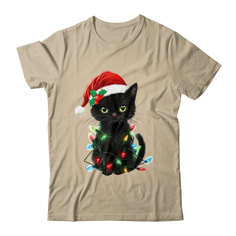 Black Cat Santa Christmas Family Matching Cat Lover Xmas Shirt & Sweatshirt | teecentury