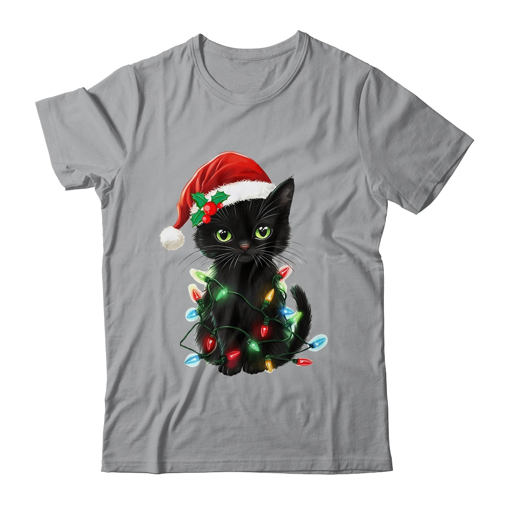 Black Cat Santa Christmas Family Matching Cat Lover Xmas Shirt & Sweatshirt | teecentury