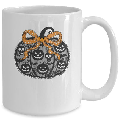 Black Lace Pumpkin Coquette Spooky Pumpkin Halloween Girl Mug | teecentury