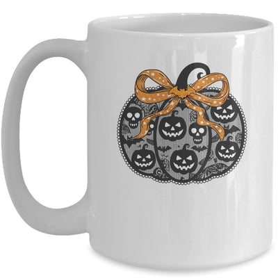 Black Lace Pumpkin Coquette Spooky Pumpkin Halloween Girl Mug | teecentury