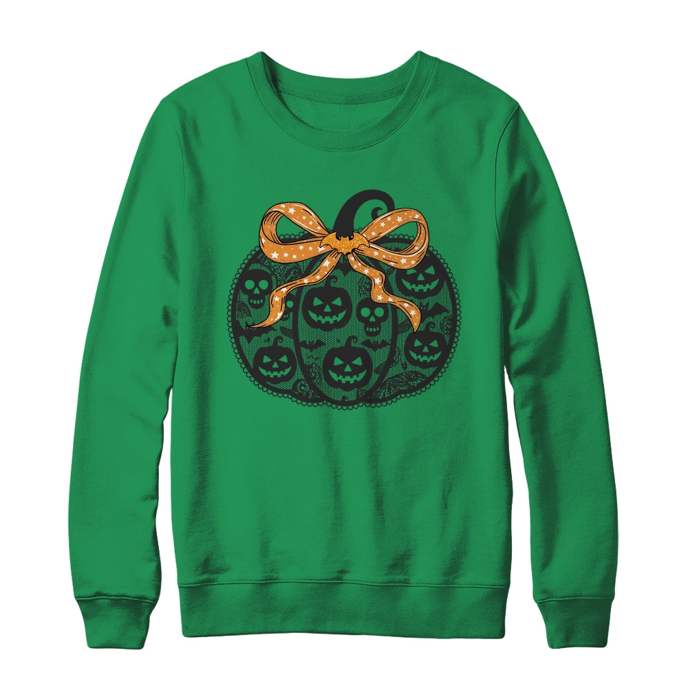 Black Lace Pumpkin Coquette Spooky Pumpkin Halloween Girl Shirt & Sweatshirt | teecentury