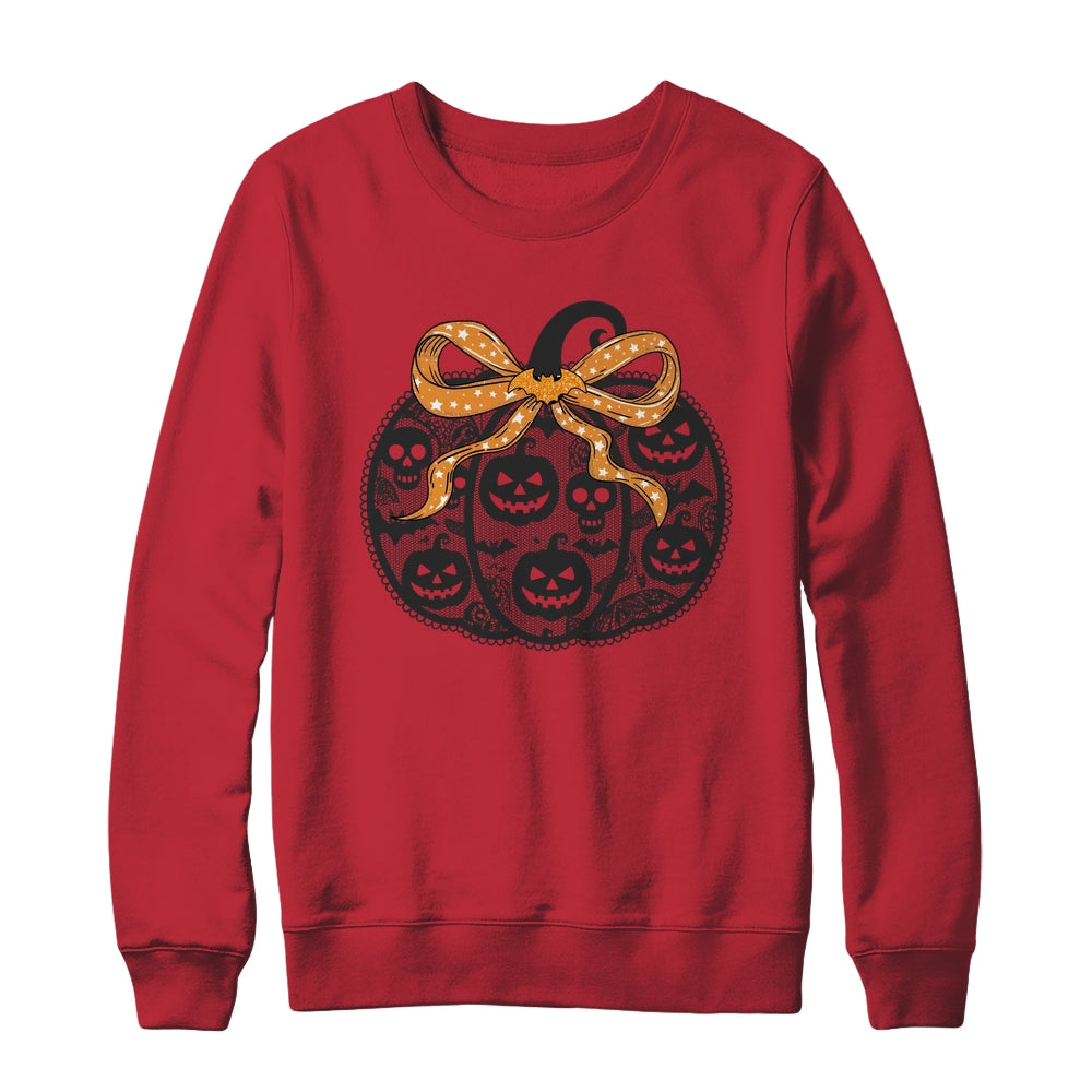 Black Lace Pumpkin Coquette Spooky Pumpkin Halloween Girl Shirt & Sweatshirt | teecentury