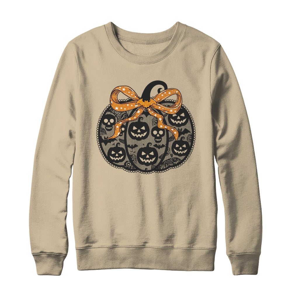 Black Lace Pumpkin Coquette Spooky Pumpkin Halloween Girl Shirt & Sweatshirt | teecentury