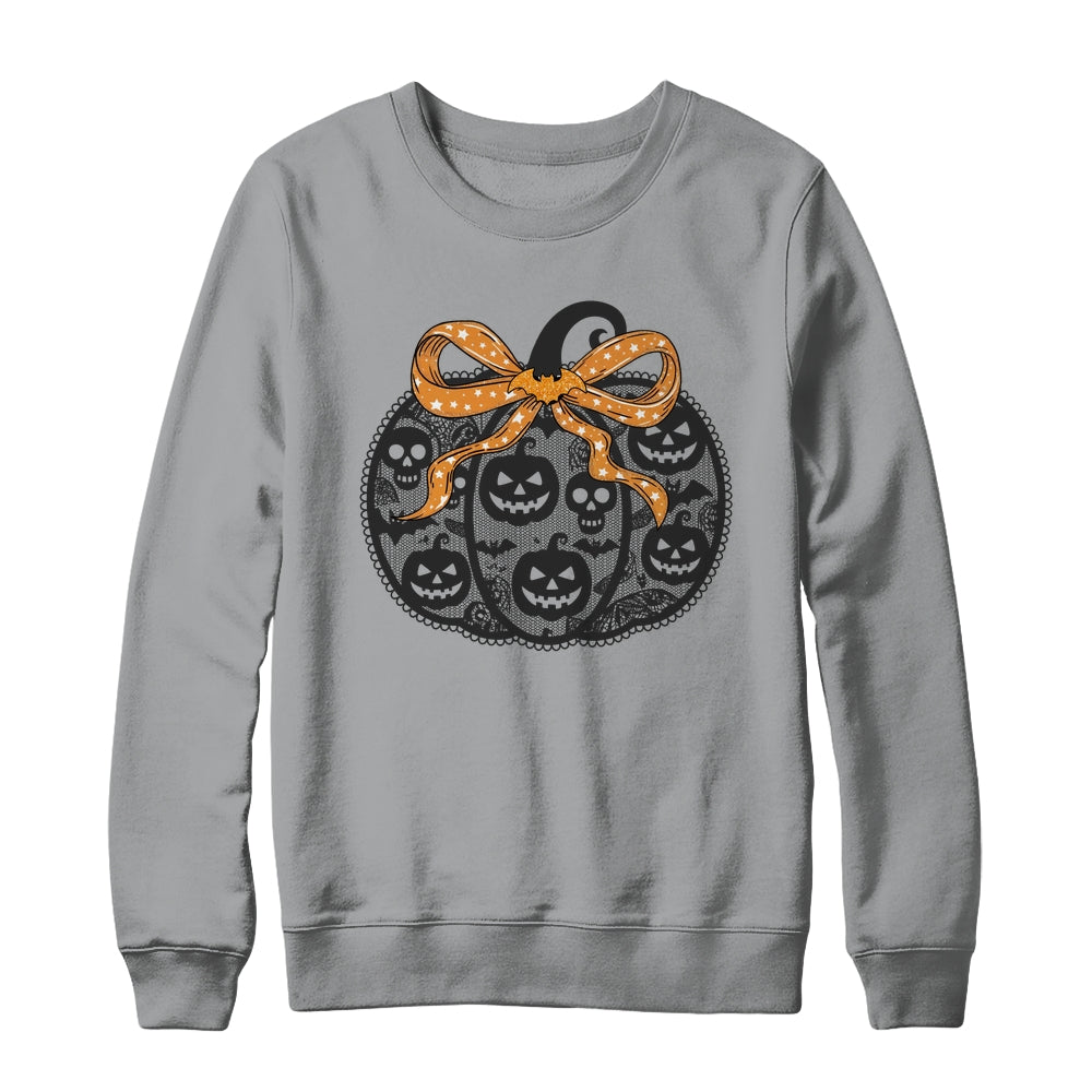 Black Lace Pumpkin Coquette Spooky Pumpkin Halloween Girl Shirt & Sweatshirt | teecentury