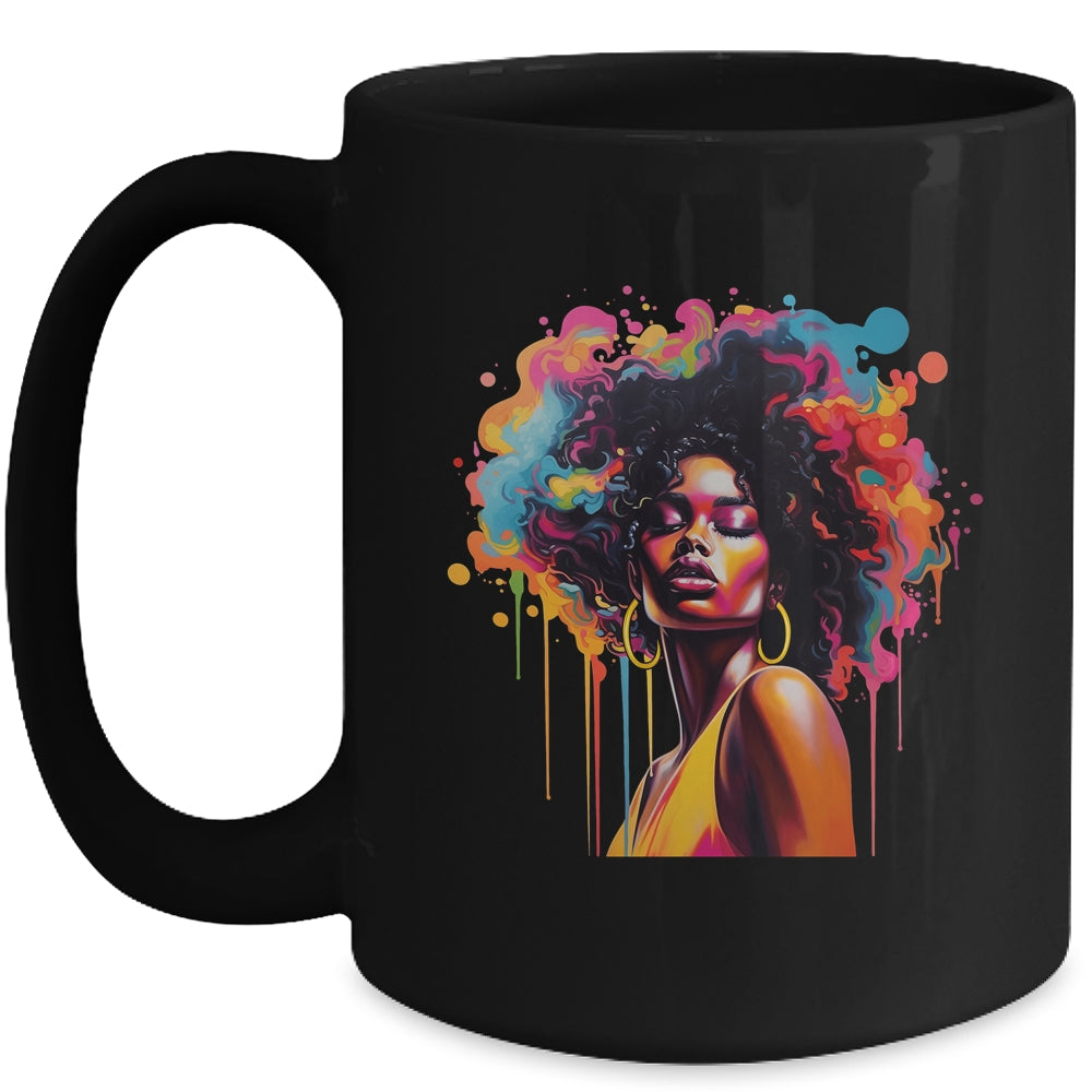 Black Queen Afro Melanin Dripping Juneteenth African Mug | teecentury
