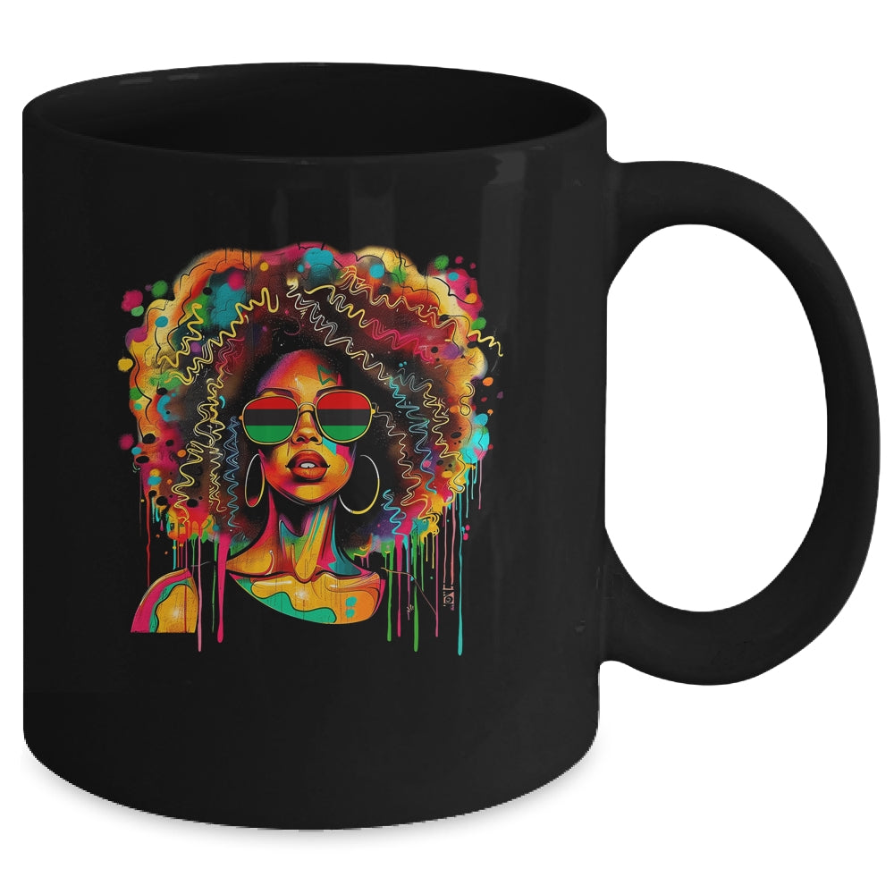 Black Queen Afro Women Girl Melanin Dripping Juneteenth Mug | teecentury