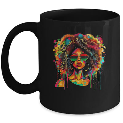 Black Queen Afro Women Girl Melanin Dripping Juneteenth Mug | teecentury