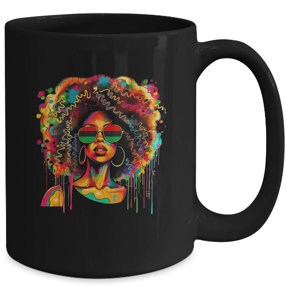 Black Queen Afro Women Girl Melanin Dripping Juneteenth Mug | teecentury