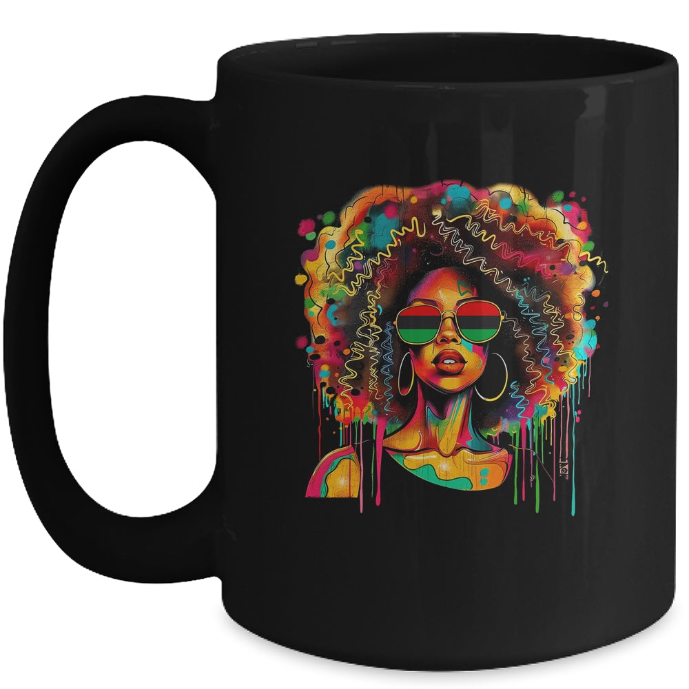 Black Queen Afro Women Girl Melanin Dripping Juneteenth Mug | teecentury
