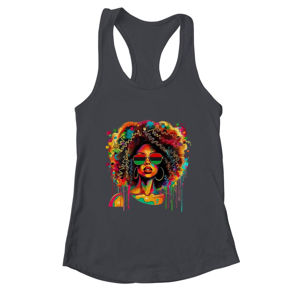Black Queen Afro Women Girl Melanin Dripping Juneteenth Shirt & Tank Top | teecentury