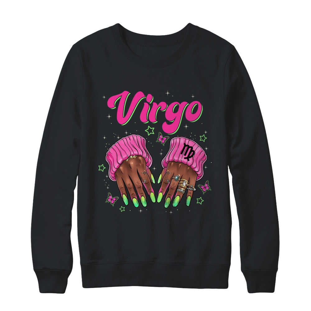 Black Women Nails Zodiac Birthday Virgo Queen September Shirt & Sweatshirt | teecentury