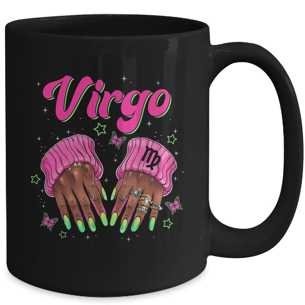 Black Women Nails Zodiac Birthday Virgo Queen September Mug | teecentury
