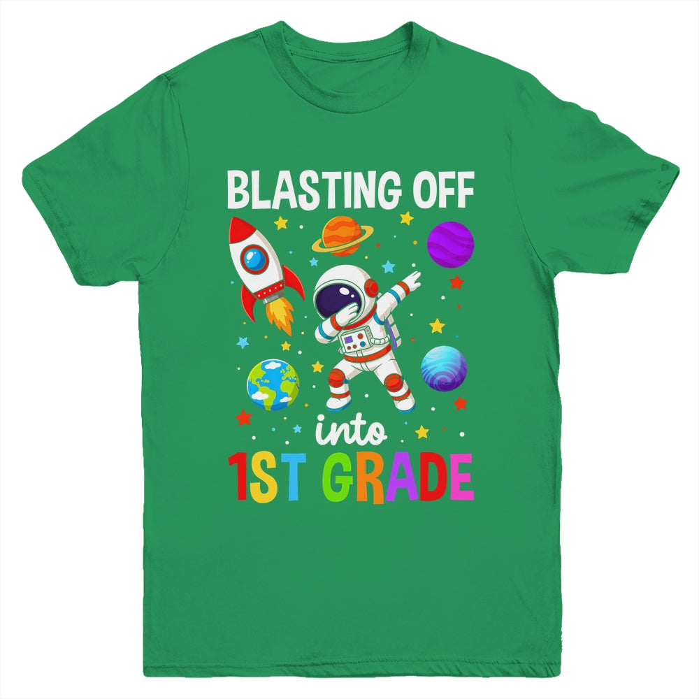 Blasting Off Into 1St Grade Boys First Day First Grade Kids Youth Shirt | teecentury