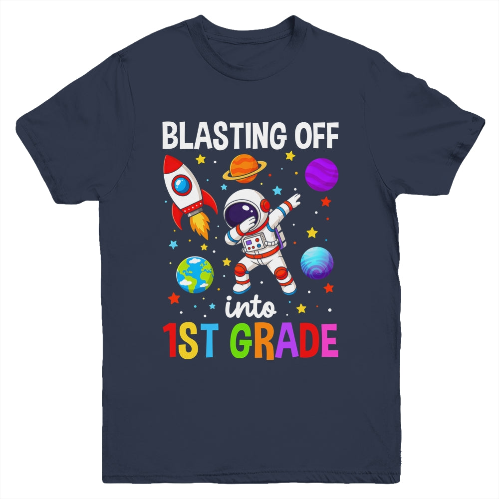 Blasting Off Into 1St Grade Boys First Day First Grade Kids Youth Shirt | teecentury