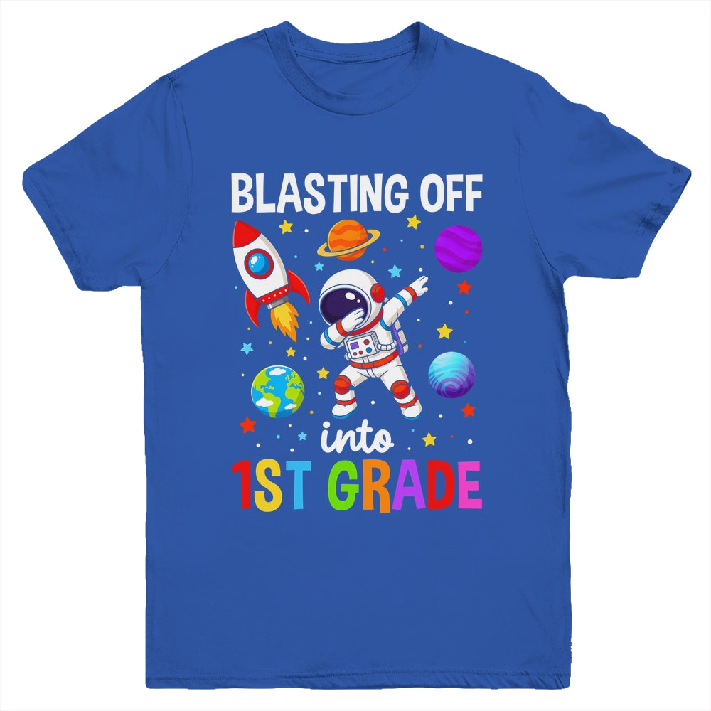 Blasting Off Into 1St Grade Boys First Day First Grade Kids Youth Shirt | teecentury