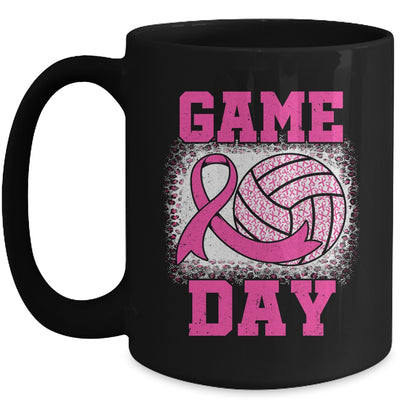 Bleached Game Day Breast Cancer Awareness Pink Volleyball Mug | teecentury