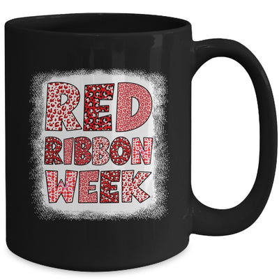 Bleached Red Ribbon Week Leopard We Wear Red For Awareness Mug | teecentury