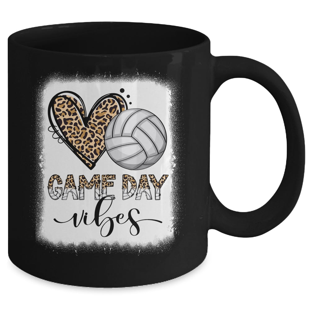Bleached Volleyball Game Day Vibes Volleyball Mom Leopard Mug | teecentury