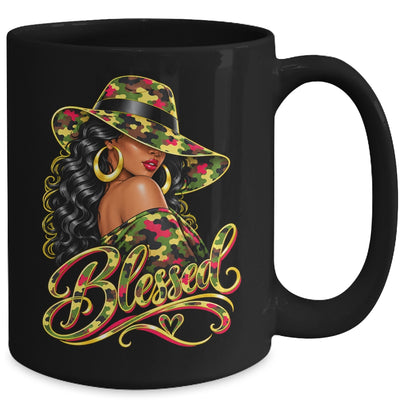Blessed African American Black Woman Camo Hat Christian Mug | teecentury