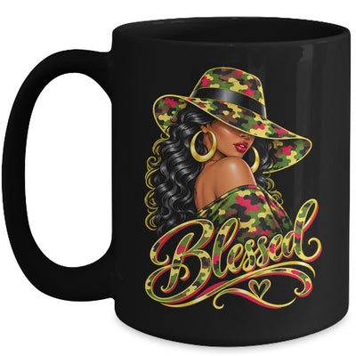 Blessed African American Black Woman Camo Hat Christian Mug | teecentury