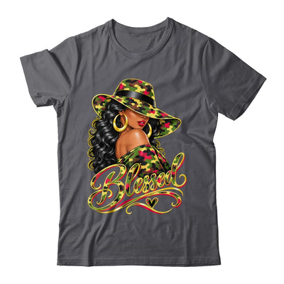 Blessed African American Black Woman Camo Hat Christian Shirt & Tank Top | teecentury