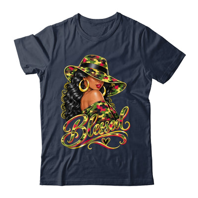 Blessed African American Black Woman Camo Hat Christian Shirt & Tank Top | teecentury
