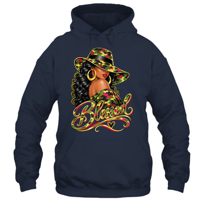 Blessed African American Black Woman Camo Hat Christian Shirt & Tank Top | teecentury