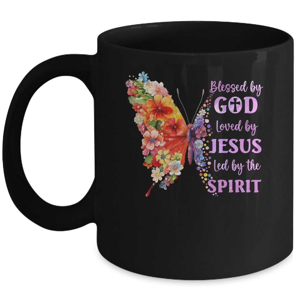 Blessed By God Loved By Jesus Butterfly Christian Women Girl Mug | teecentury