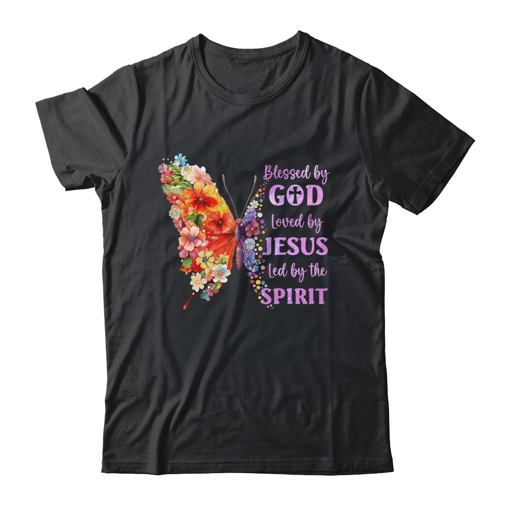 Blessed By God Loved By Jesus Butterfly Christian Women Girl Shirt & Tank Top | teecentury