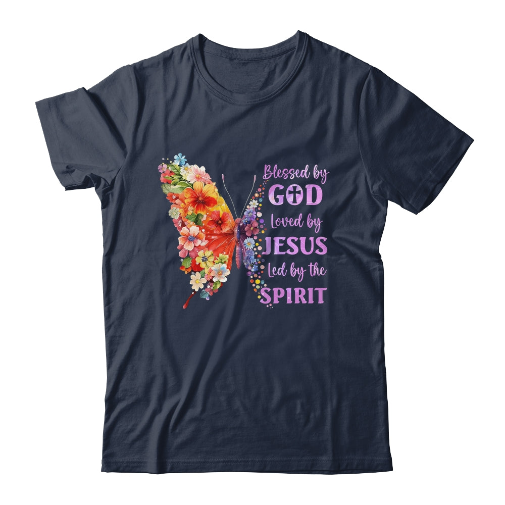 Blessed By God Loved By Jesus Butterfly Christian Women Girl Shirt & Tank Top | teecentury
