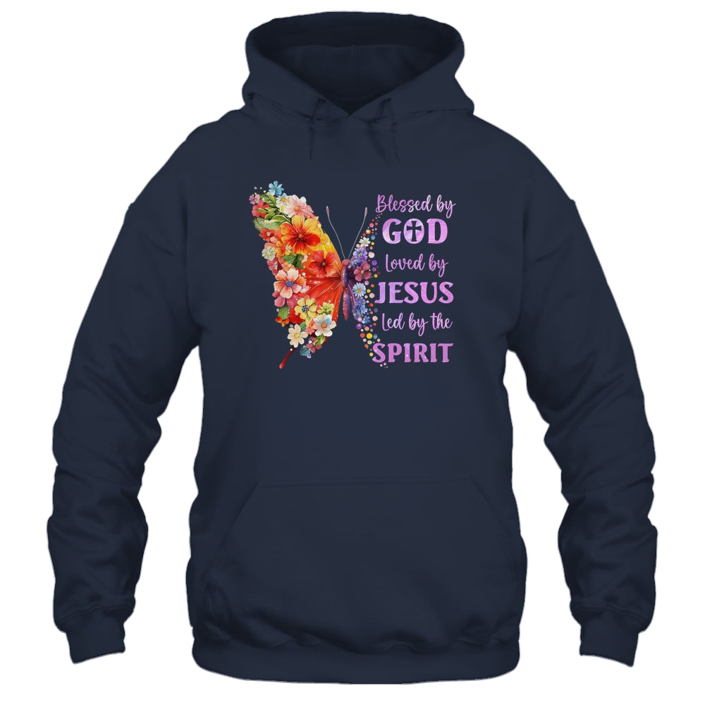 Blessed By God Loved By Jesus Butterfly Christian Women Girl Shirt & Tank Top | teecentury