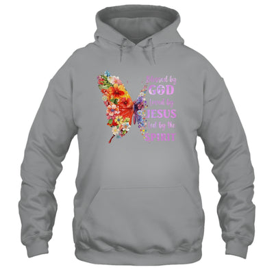 Blessed By God Loved By Jesus Butterfly Christian Women Girl Shirt & Tank Top | teecentury