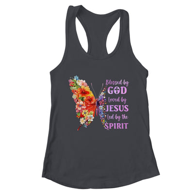 Blessed By God Loved By Jesus Butterfly Christian Women Girl Shirt & Tank Top | teecentury