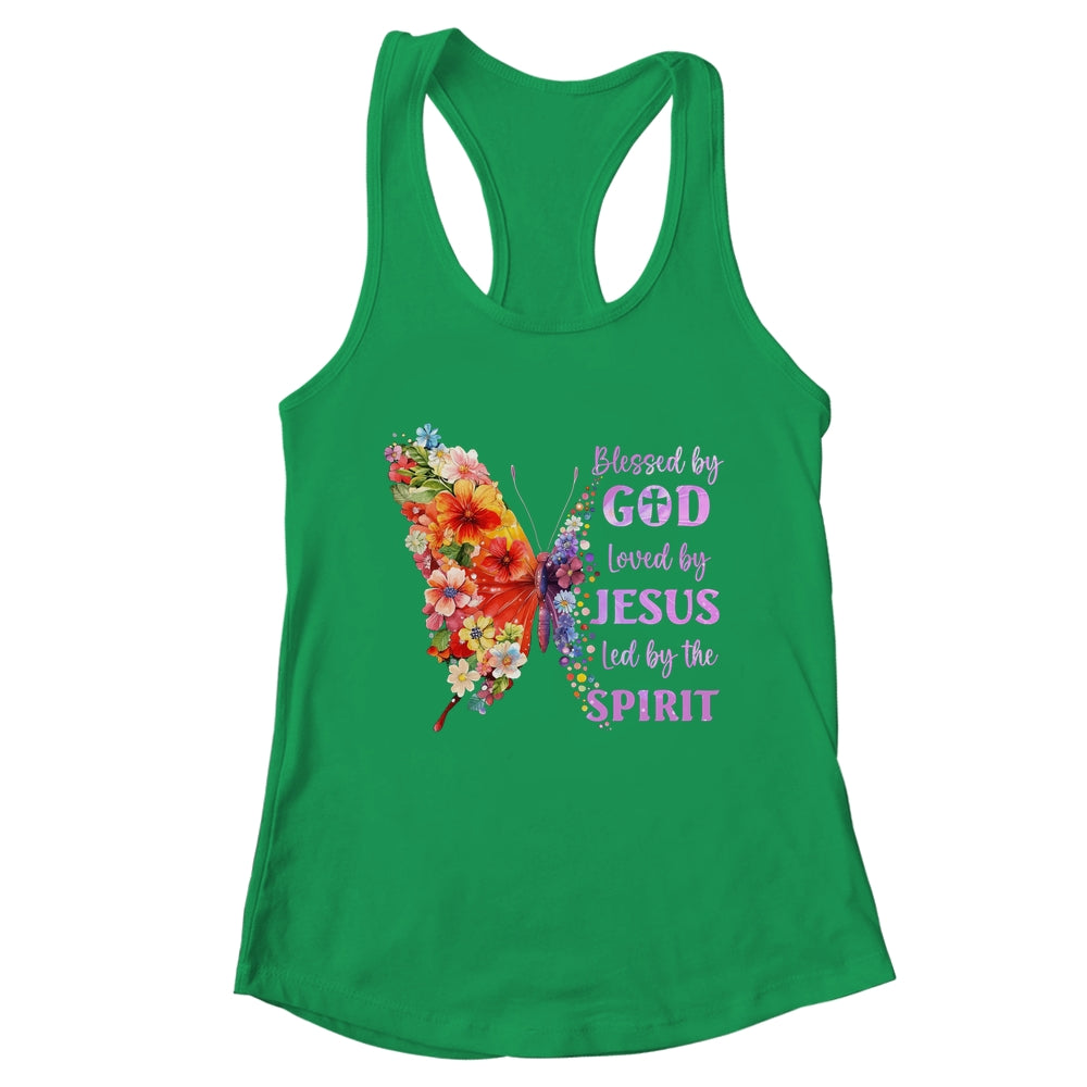 Blessed By God Loved By Jesus Butterfly Christian Women Girl Shirt & Tank Top | teecentury