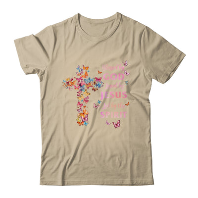 Blessed By God Loved By Jesus Butterfly Cross Christian Shirt & Tank Top | teecentury