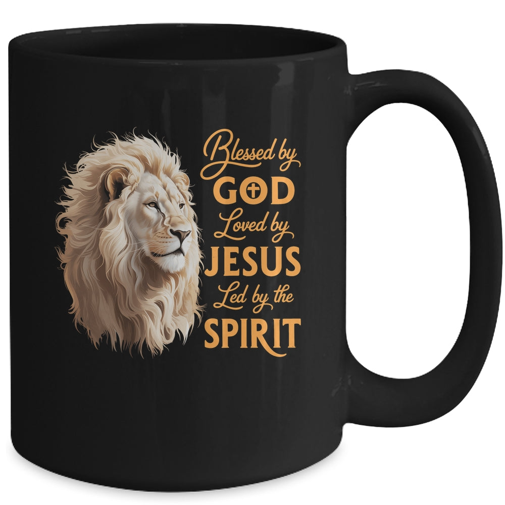 Blessed By God Loved By Jesus Christian Lion For Men Women Mug | teecentury