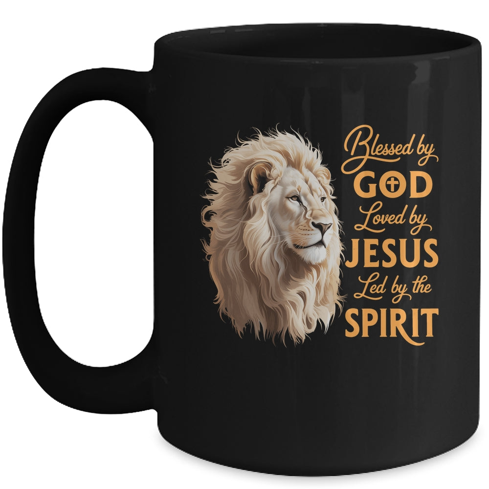 Blessed By God Loved By Jesus Christian Lion For Men Women Mug | teecentury