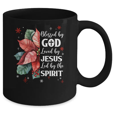 Blessed By God Loved By Jesus Christmas Poinsettia Flower Mug | teecentury