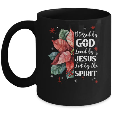 Blessed By God Loved By Jesus Christmas Poinsettia Flower Mug | teecentury