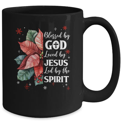 Blessed By God Loved By Jesus Christmas Poinsettia Flower Mug | teecentury
