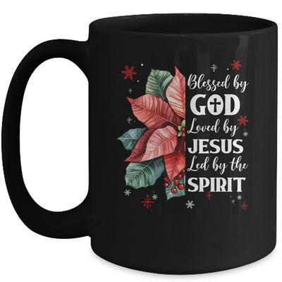 Blessed By God Loved By Jesus Christmas Poinsettia Flower Mug | teecentury