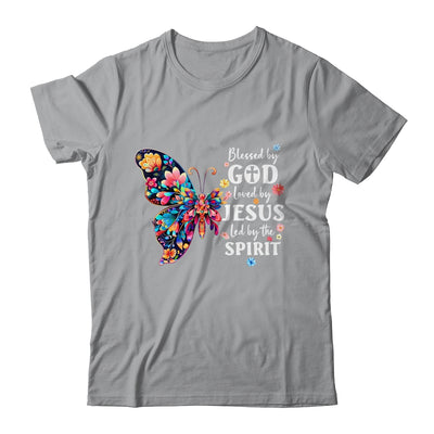 Blessed By God Loved By Jesus Floral Butterfly Christian Shirt & Tank Top | teecentury