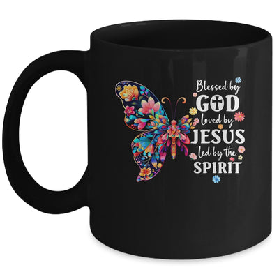 Blessed By God Loved By Jesus Floral Butterfly Christian Mug | teecentury