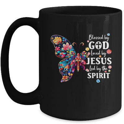 Blessed By God Loved By Jesus Floral Butterfly Christian Mug | teecentury