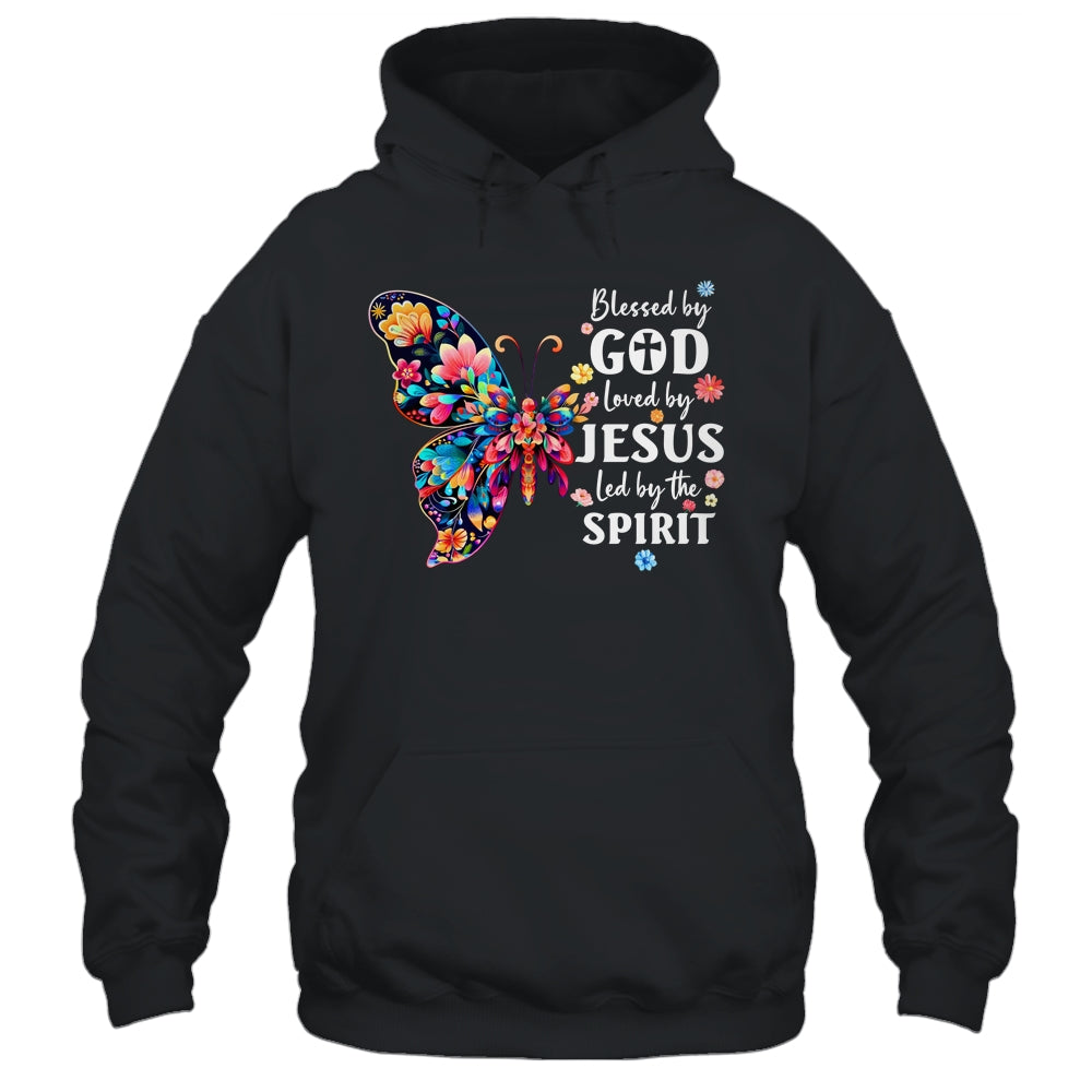 Blessed By God Loved By Jesus Floral Butterfly Christian Shirt & Tank Top | teecentury