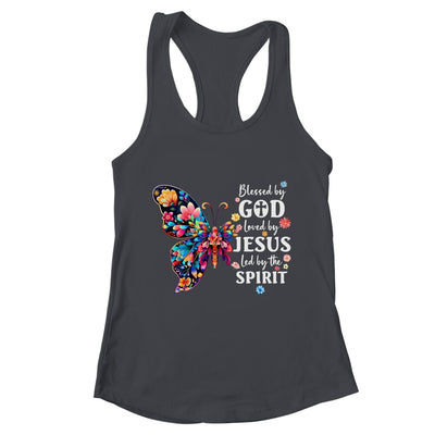 Blessed By God Loved By Jesus Floral Butterfly Christian Shirt & Tank Top | teecentury
